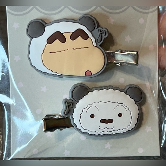 Crayon Shin-Chan Bangs Hair Clips Panda Shinnosuke & Shiro Officially Licensed - Picture 4 of 7